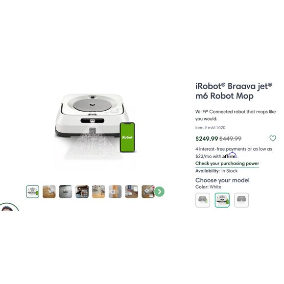 iRobot Braava Jet M6 Ultimate Robot Mop- Wi-Fi Connected, Precision Jet & More - Picture 1 of 14